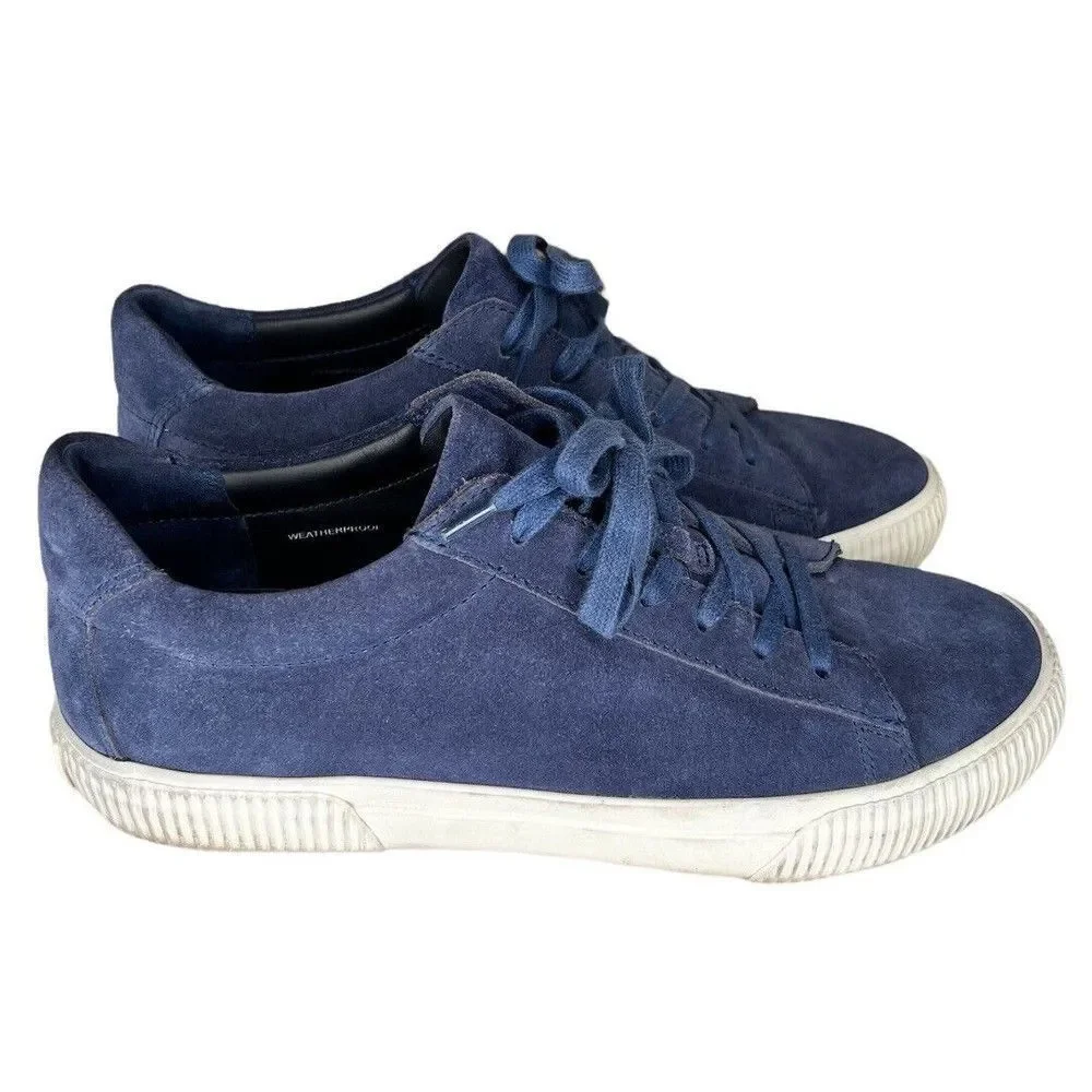 Vince Mens Suede Leather Low Top Blue Fashion Sneaker Shoes, Size 8